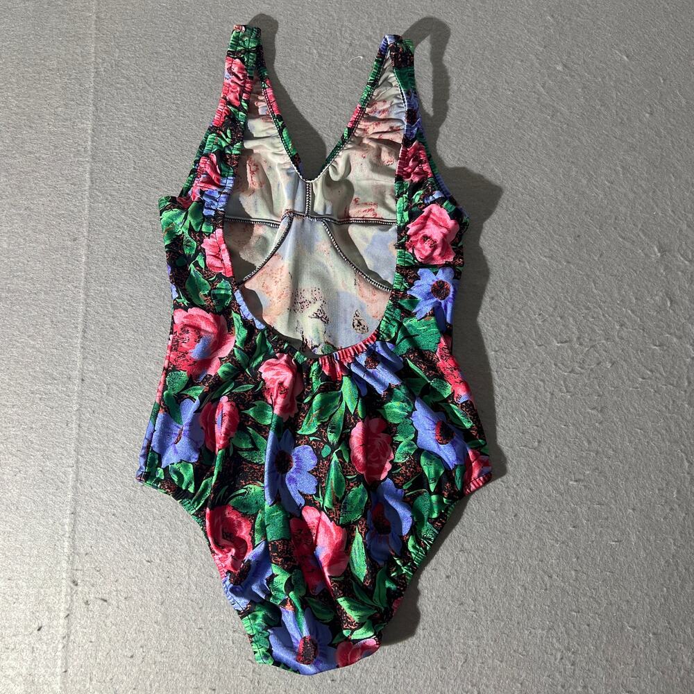 Vintage Women’s Floral One Piece Swimsuit Multicolor Built In Cups - Picture 2 of 10